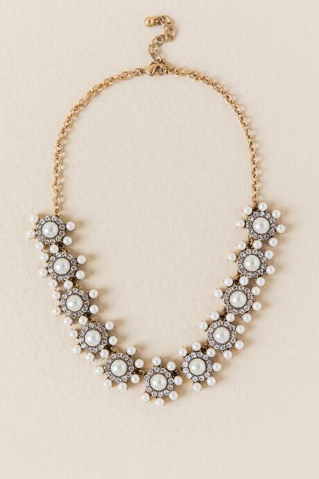 Francesca Inchess Michaela Pearl Crystal Statement Necklace - Pearl
