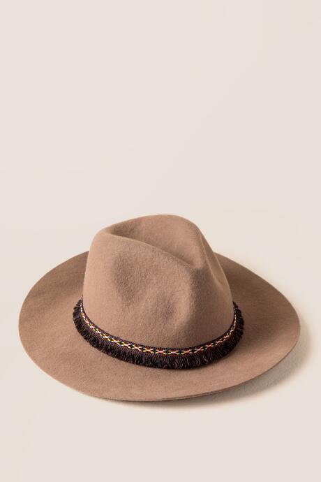 Francesca's Chelsea Aztec Band Panama Hat - Camel