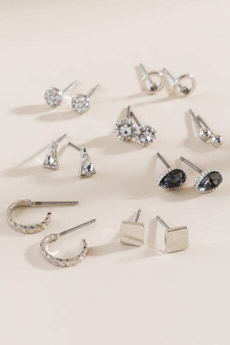 Francesca's Meredith Stud Earring Set - Silver