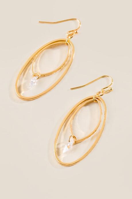 Francesca's Maya Oval Crystal Drop Earrings - Gold