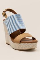 Francesca's Sailor Canvas Raffia Wedge - Blue