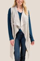 Francesca's Jayne Rib Stitch Maxi Vest - Taupe