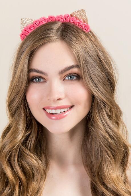 Francescas Marsha Flower Cat Ear Headband - Gold