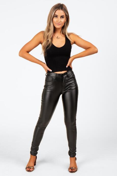 Francesca's Joelle Faux Leather Pants - Black