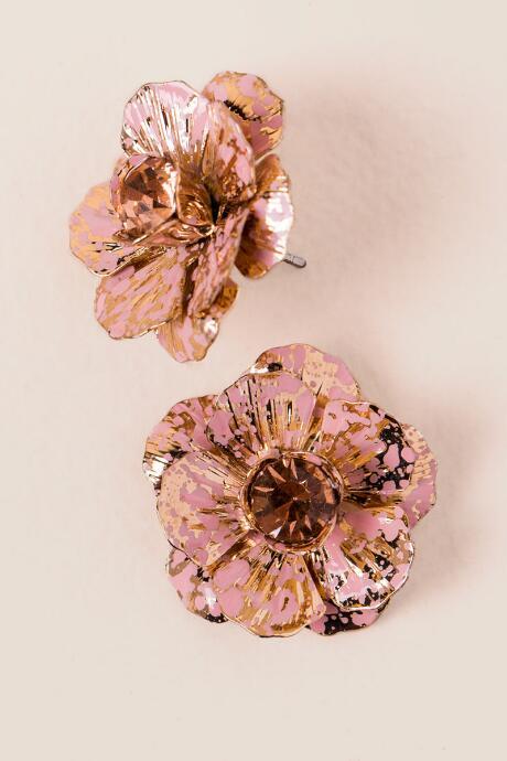 Francesca's Florence Flower Stud Earring - Mauve