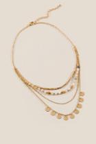 Francesca's Ava Beaded Coin Drop Layered Necklace - Tan