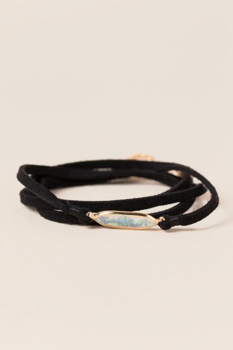 Francesca's Jennifer Suede Stone Wrap Bracelet - Black