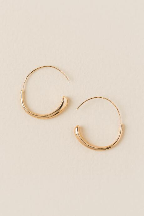 Francesca's Diane Heavy Bottom Hoop Earring - Gold