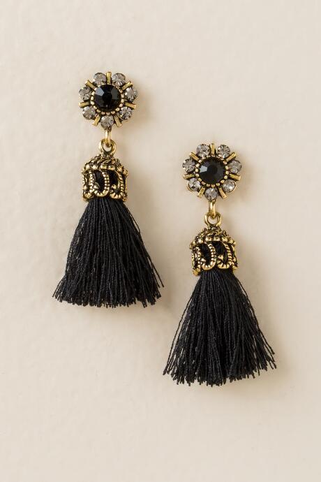 Francesca's Romy Tassel Earrings In Black - Black