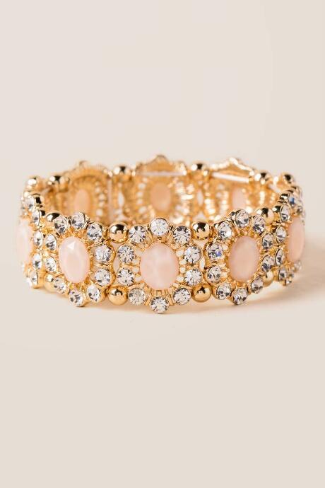 Francesca's Cecilia Crystal Stretch Bracelet - Blush
