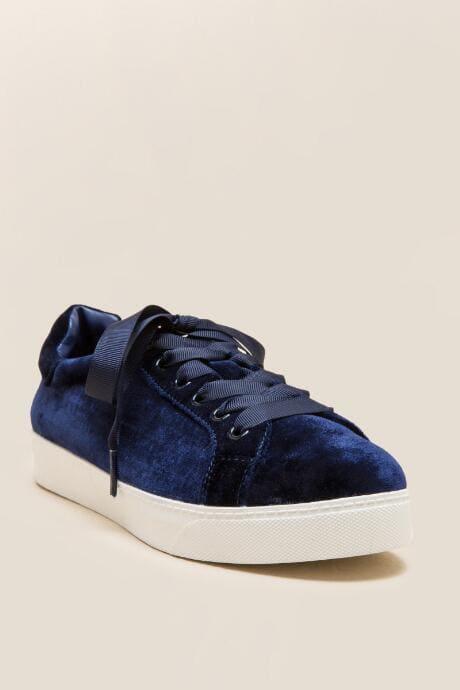 Francesca's Calder Velvet Lace-up Sneaker - Navy