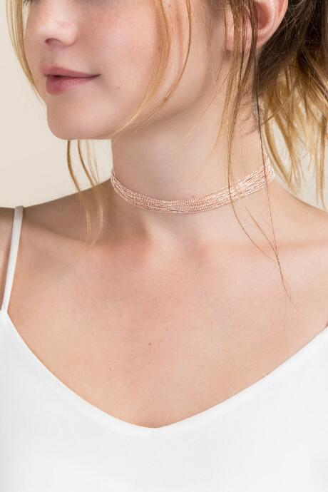 Francesca's Dallas Layered Chain Choker - Rose/gold
