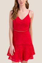 Francesca's Calista Lace Fit And Flare - Red