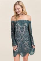 Francesca's Lydia Off The Shoulder Shift Dress - Olive