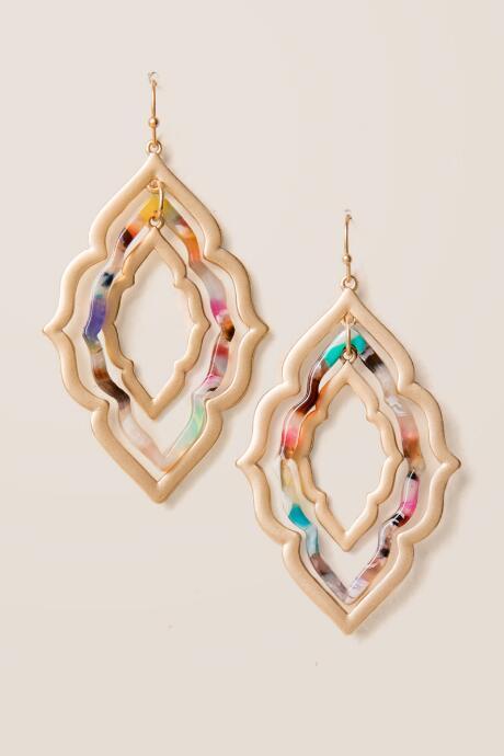 Francesca's Lidia Marbled Resin Marquis Earrings - Multi