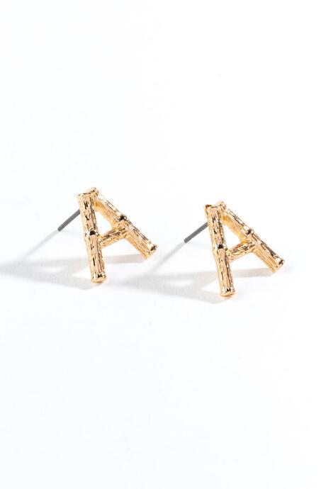 Francesca's A Bamboo Initial Studs - Gold