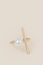 Francesca's Zoe Pearl And Bar Ring - Pearl