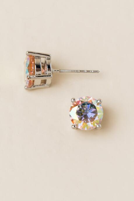 Francesca's Raine Round Stud Earring - Iridescent