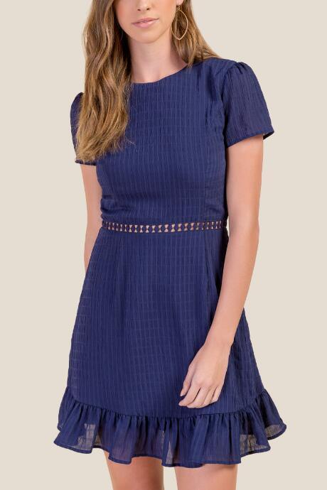 Francesca's Hayley Ruffle Sheath Dress - Navy