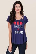 Alya Red, Wine, & Blue Graphic Tee - Navy