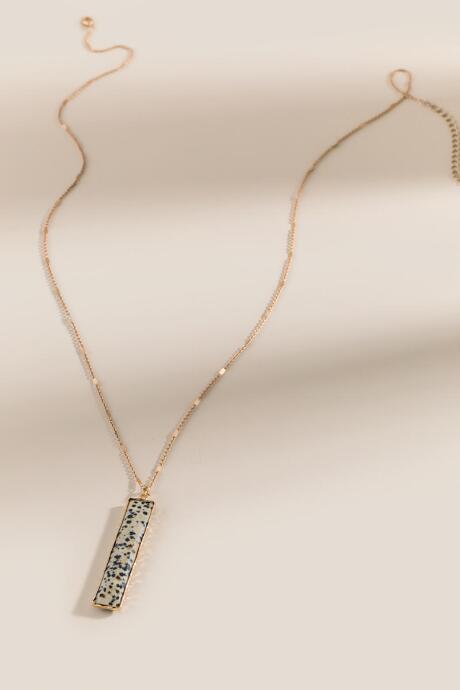 Francesca's Paula Dalmatian Jasper Pendant Necklace - Tan