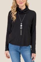 Francesca Inchess Kiara Waffle Knit Cowl Neck Top - Black