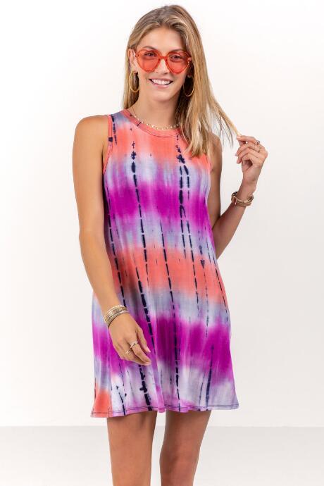 Francesca's Sophina Sleeveless Tie Dye - Pink
