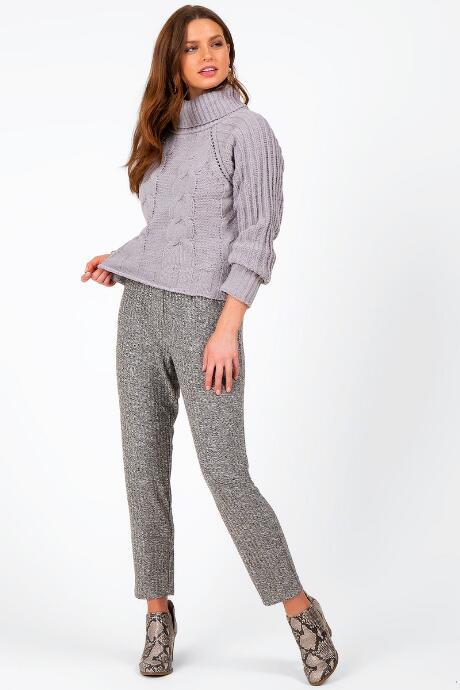 Francesca's Nakita Cable Turtle Neck Sweater - Gray