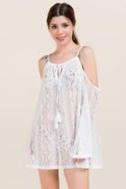 Francesca's Eliza Cold Shoulder Crochet Dress Cover-up - White