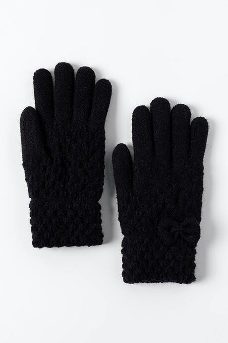 Francesca's Danny Fleece Lined Popcorn Gloves - Black