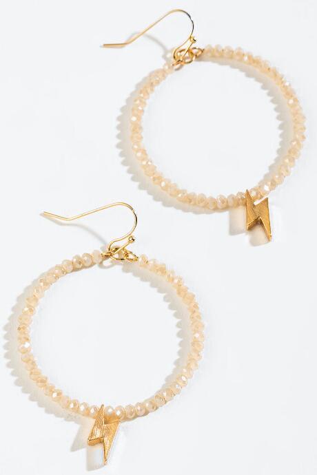 Francesca's Bianca Beaded Lightning Circle Drop Earrings - Natural