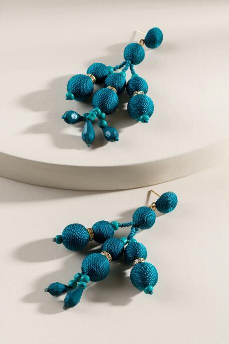 Francesca's Landry Bauble Chandelier Earrings - Dark Teal