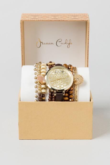 Francesca Inchess Boho Floral Watch Box Set - Cognac