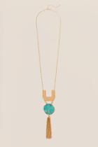 Francesca's Valeria Circle Tassel Necklace - Turquoise