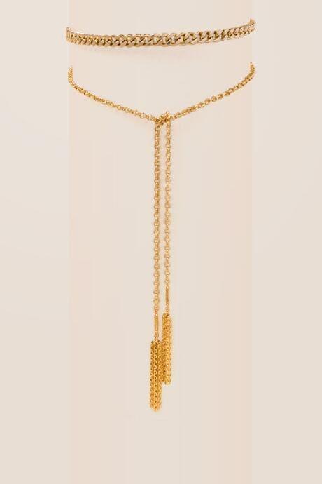 Francesca's Cecelia Chain Tassel Choker - Gold