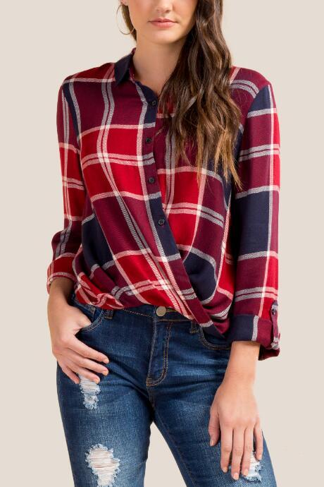 Francesca Inchess Staci Surplus Plaid Top - Brick