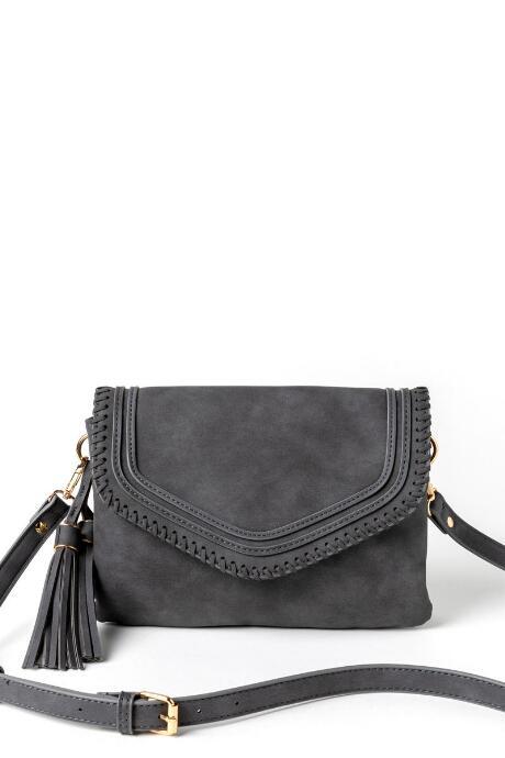 Francesca's Martina Whipstitch Crossbody - Dark Grey