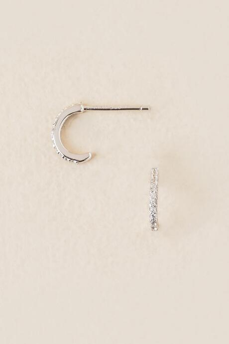 Francesca's Amanda Cubic Zirconia Huggie Hoop Earring - Crystal