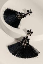 Francesca's Audrey Tasseled Chandelier Earrings - Black
