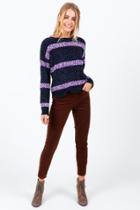 Francesca's Radlee Striped Sweater - Navy