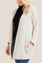 Francesca's Kamryn Heathered Terry Cardigan - Ivory