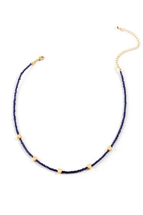 Francesca's Chloe Hearts Beaded Choker - Navy