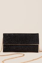 Francesca's Madelyn Fold-over Tonal Embellished Crossbody Clutch - Black