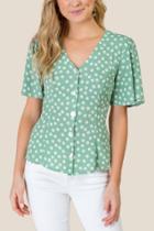 Francesca's Charley Daisy Button Blouse - Moss