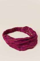 Francesca's Donnah Lurex Accent Head Wrap - Burgundy