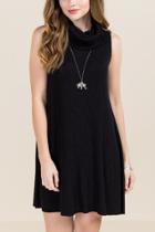 Alya Cosette Cowl Neck Hacci Knit Dress - Black