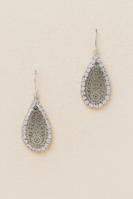 Francesca's Arcadia Small Filigree Teardrop Earring In Silver - Silver