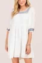 Francesca Inchess Kara Embroidered Gauze Dress - White