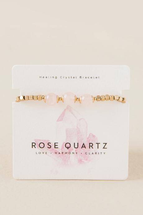 Francesca's Healing Rose Quartz Pull Tie Bracelet - Blush