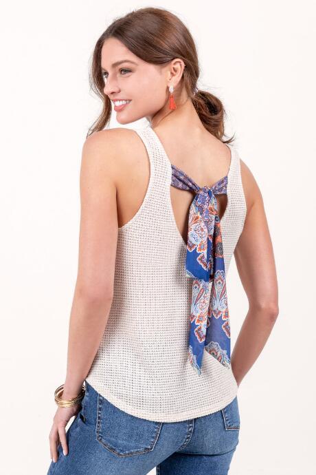 Francesca's Denise Scarf Tie Back Tank Top - Taupe